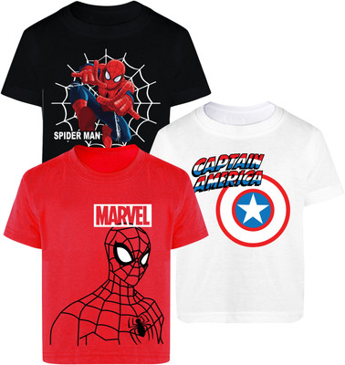 YK Marvel Boys Printed Cotton Blend Regular T Shirt(Multicolor, Pack of 3)