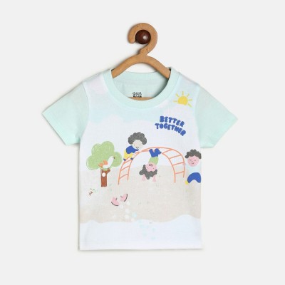 MINI KLUB Baby Boys Typography, Graphic Print Organic Cotton T Shirt(White, Pack of 1)