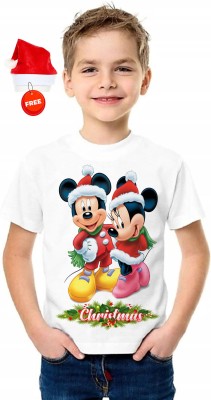 Deillusion Boys & Girls Printed Polycotton Regular T Shirt(White, Pack of 1)