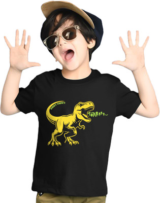 ENITOR Boys Graphic Print Cotton Blend Regular T Shirt(Black, Pack of 1)