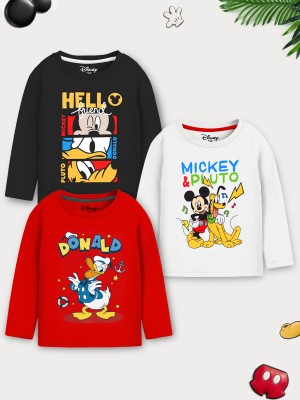 DISNEY BY MISS & CHIEF Boys Cartoon Cotton Blend Regular T Shirt(Multicolor, Pack of 3)