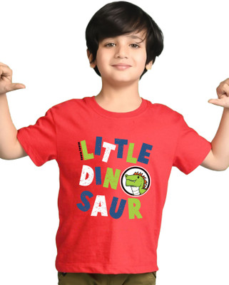 AUSK Boys Typography Cotton Blend Regular T Shirt(Red, Pack of 1)