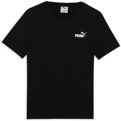 PUMA Boys Solid Cotton Blend Regular T Shirt(Black, Pack of 1)