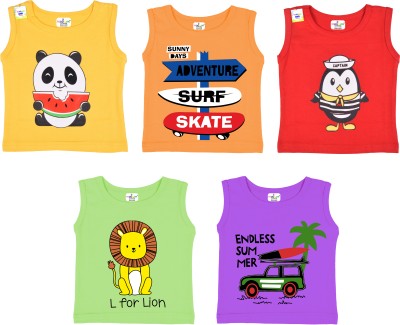 Toddylon Baby Boys & Baby Girls Printed Pure Cotton T Shirt(Multicolor, Pack of 5)
