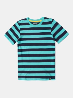 JOCKEY Boys Striped Cotton Blend T Shirt(Blue, Pack of 1)
