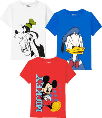 DISNEY BY MISS & CHIEF Boys Cartoon Cotton Blend Regular T Shirt(Multicolor, Pack of 3)