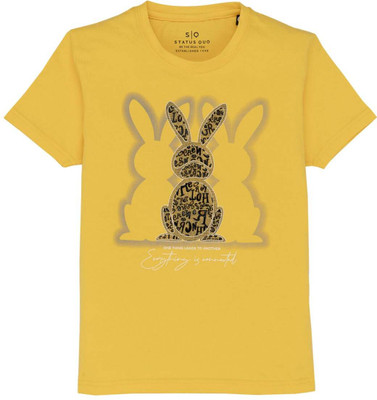 Status Quo Boys Printed Cotton Blend Regular T Shirt(Yellow, Pack of 1)