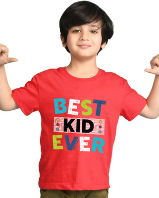 ENITOR Boys Printed Cotton Blend Regular T Shirt(Red, Pack of 1)
