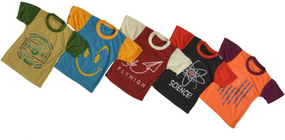 MA GROUPS OF CREATION Baby Boys Printed Pure Cotton Regular T Shirt(Multicolor, Pack of 5)