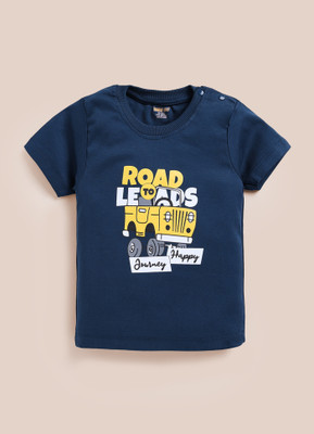 BABY Leo Baby Boys & Baby Girls Printed Pure Cotton Regular T Shirt(Blue, Pack of 1)