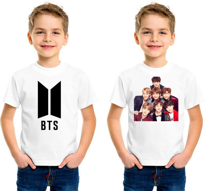 Jizo Boys Printed Polyester Regular T Shirt(White, Pack of 2)