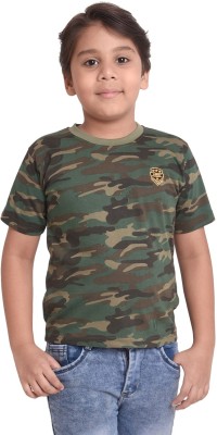 NEO GARMENTS Boys & Girls Printed Pure Cotton T Shirt(Green, Pack of 1)