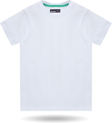 Dechado Boys Solid Pure Cotton Regular T Shirt(White, Pack of 1)