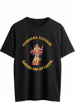 DEHCY Girls Printed Pure Cotton Regular T Shirt(Black, Pack of 1)