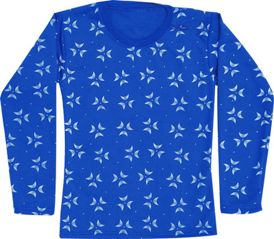 Indistar Girls Printed Wool Blend Regular T Shirt(Blue, Pack of 1)