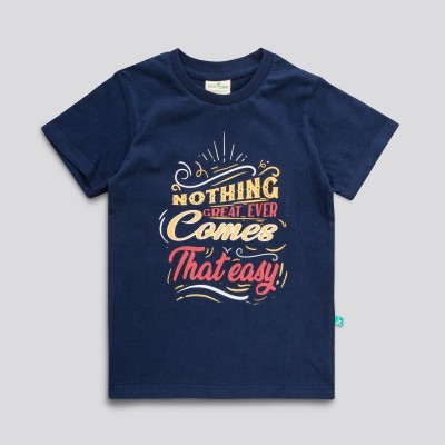 JusCubs Boys Graphic Print Cotton Blend T Shirt(Dark Blue, Pack of 1)