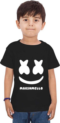 THEYOUNGESTTEE Boys Typography, Printed Cotton Blend Regular T Shirt(Black, Pack of 1)