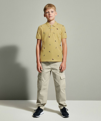 KILLER Boys Printed Pure Cotton Regular T Shirt(Yellow, Pack of 1)