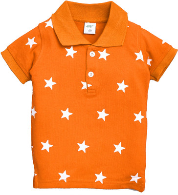 HRIT Boys Printed Cotton Blend Regular T Shirt(Orange, Pack of 1)
