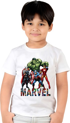 ORATEIS CREATION Boys Printed Pure Cotton Regular T Shirt(White, Pack of 1)