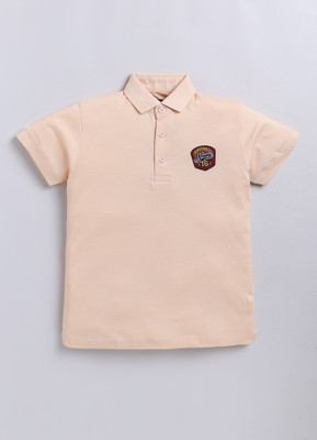 CRAZYPENGUIN ELITE Boys Solid Pure Cotton Regular T Shirt(Orange, Pack of 1)