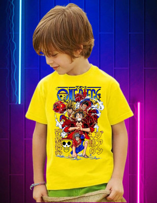 Snojh Boys & Girls Printed Cotton Blend Regular T Shirt(Multicolor, Pack of 1)