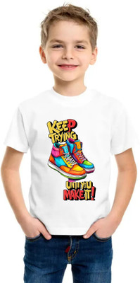 SNIFFY Boys Printed Polyester Regular T Shirt(White, Pack of 1)
