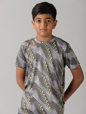 KiddoPanti Boys Printed Polyester Regular T Shirt(Grey, Pack of 1)