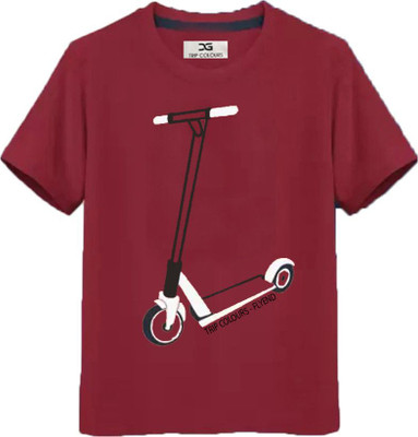 Tripcolos Collection Baby Boys & Baby Girls Printed Cotton Blend Regular T Shirt(Maroon, Pack of 1)