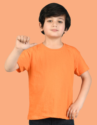 Nusyl Boys Graphic Print Cotton Blend Oversized T Shirt(Orange, Pack of 1)
