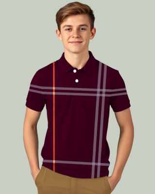ENITOR Boys Printed Cotton Blend Regular T Shirt(Maroon, Pink, Pack of 1)
