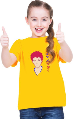 MH FASHION TRENDS Girls Printed Polyester Oversized T Shirt(Yellow, Pack of 1)