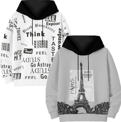 UNFLD Boys & Girls Graphic Print Cotton Blend Regular T Shirt(Multicolor, Pack of 2)