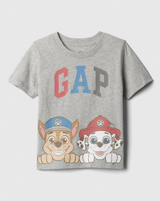 GAP Boys Graphic Print Organic Cotton Regular T Shirt(Grey, Pack of 1)