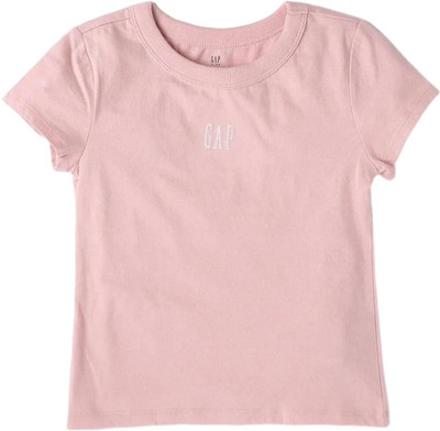 GAP Girls Printed Organic Cotton Regular T Shirt(Pink, Pack of 1)
