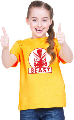 Mahi Fab Trend Girls Typography, Printed Polyester Oversized T Shirt(Yellow, Pack of 1)