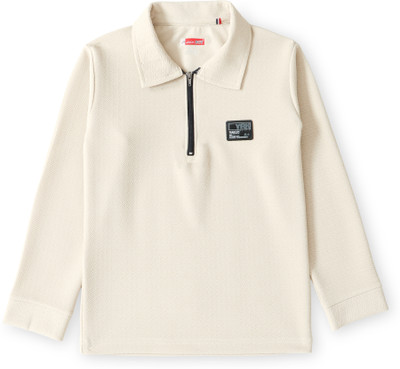 JACKBOY Boys Chevron/Zig Zag Polycotton Regular T Shirt(Beige, Pack of 1)