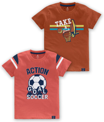 Codez Boys Typography Cotton Blend Regular T Shirt(Multicolor, Pack of 1)