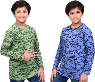 INDIA FASHION FAB Boys Printed Pure Cotton Regular T Shirt(Multicolor, Pack of 2)