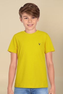 Allen Solly Boys Solid Pure Cotton Regular T Shirt(Yellow, Pack of 1)