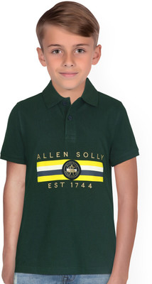 Allen Solly Boys Printed Pure Cotton Regular T Shirt(Green, Pack of 1)