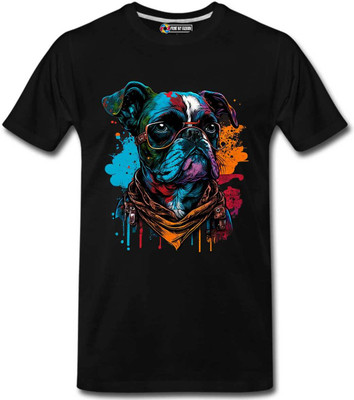 Print My Fashion Boys Printed Cotton Blend Regular T Shirt(Black, Pack of 1)