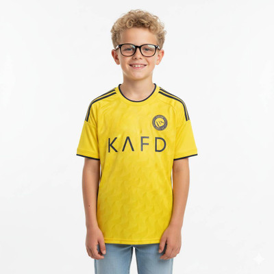 Thiva Boys & Girls Printed Polyester Regular T Shirt(Yellow, Pack of 1)