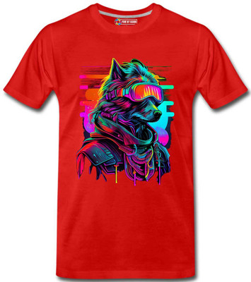 Print My Fashion Boys Printed Cotton Blend Regular T Shirt(Red, Pack of 1)