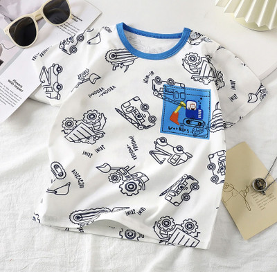 Tiny Hoomans Baby Boys & Baby Girls Cartoon Pure Cotton Regular T Shirt(White, Pack of 1)