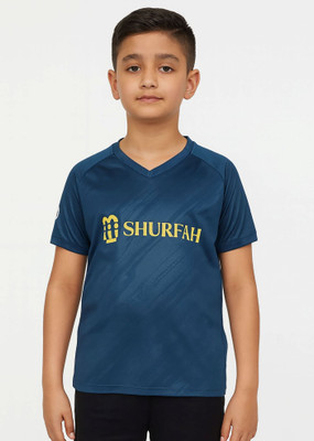 BUGOAT Boys & Girls Printed Polyester Regular T Shirt(Blue, Pack of 1)
