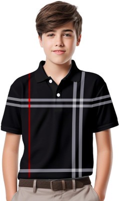 Kiddy Viddy Boys Printed Cotton Blend Regular T Shirt(Black, Grey, Pack of 1)