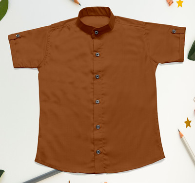 Rina Fashion Boys Solid Casual Brown Shirt