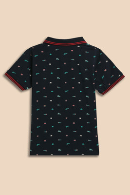 Allen Solly Boys Printed Cotton Blend Regular T Shirt(Dark Blue, Pack of 1)