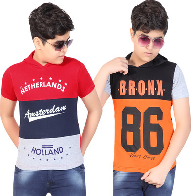 MIST N FOGG Boys Colorblock Cotton Blend Regular T Shirt(Multicolor, Pack of 2)